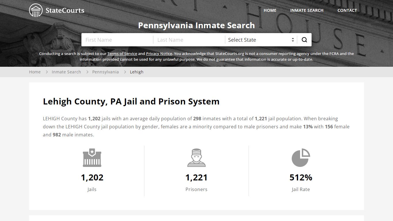 Lehigh County, PA Inmate Search - StateCourts